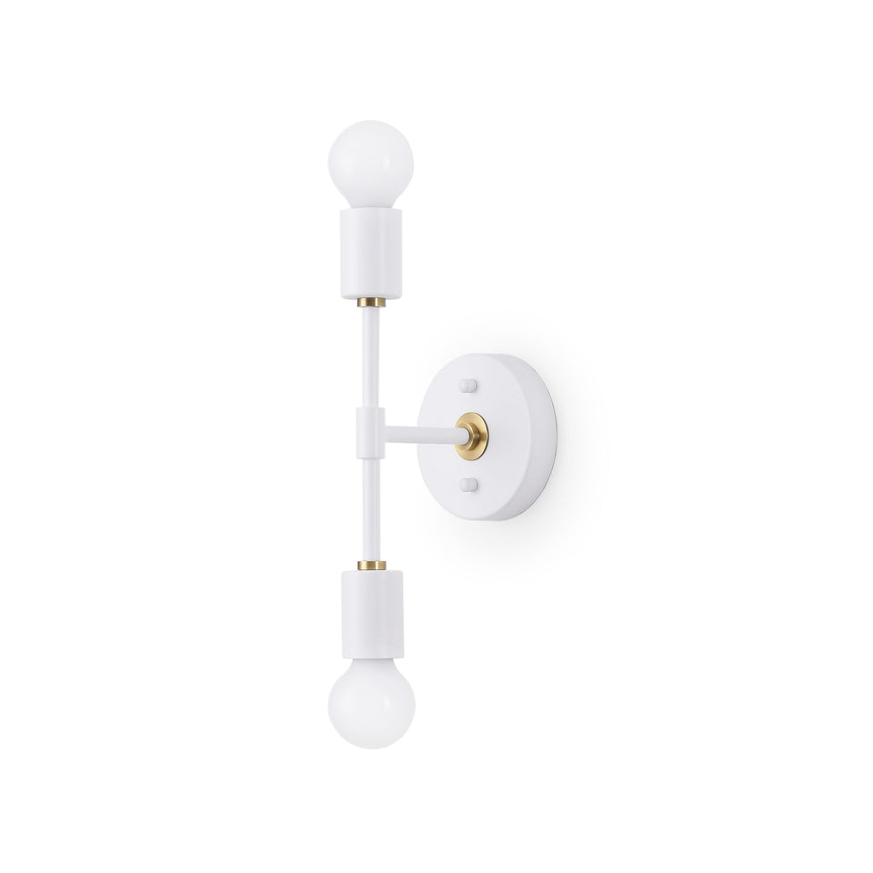 BW0023-2N: Matte White/Brushed Gold 2-light wall sconce