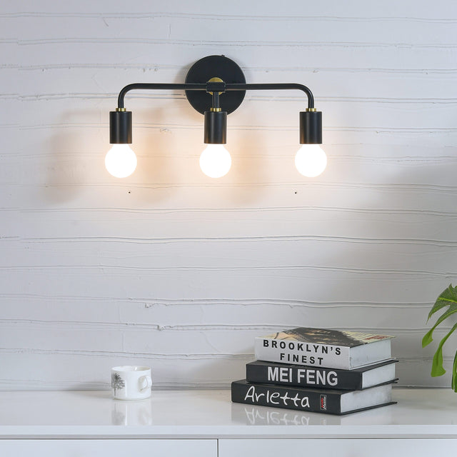 Brooklyn 3-Light Wall Sconce - Black/Gold