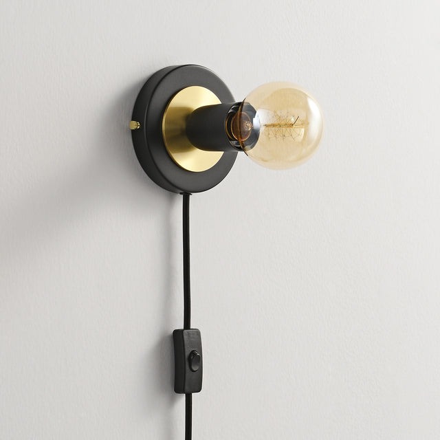 Luna Plug In Wall Sconce - Black/Gold