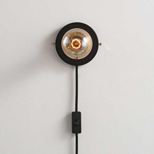 Luna Plug In Wall Sconce - Black/Gold