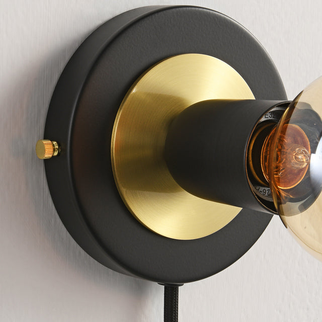 Luna Plug In Wall Sconce - Black/Gold