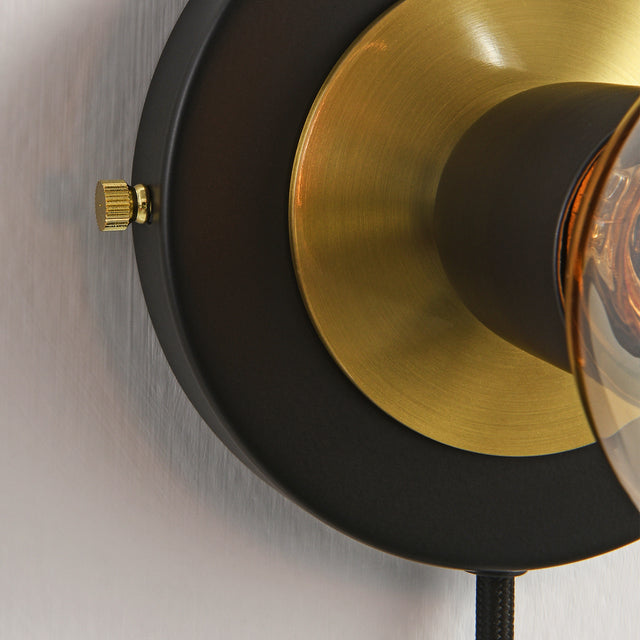 Luna Plug In Wall Sconce - Black/Gold