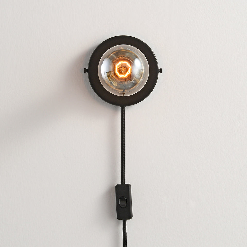 Luna Plug In Wall Sconce - Black