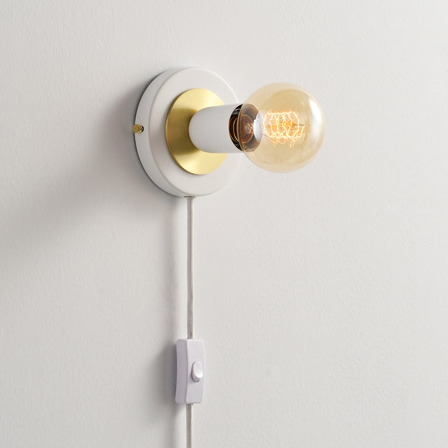 Luna Plug In Wall Sconce - White/Gold