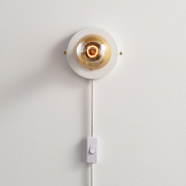 Luna Plug In Wall Sconce - White/Gold