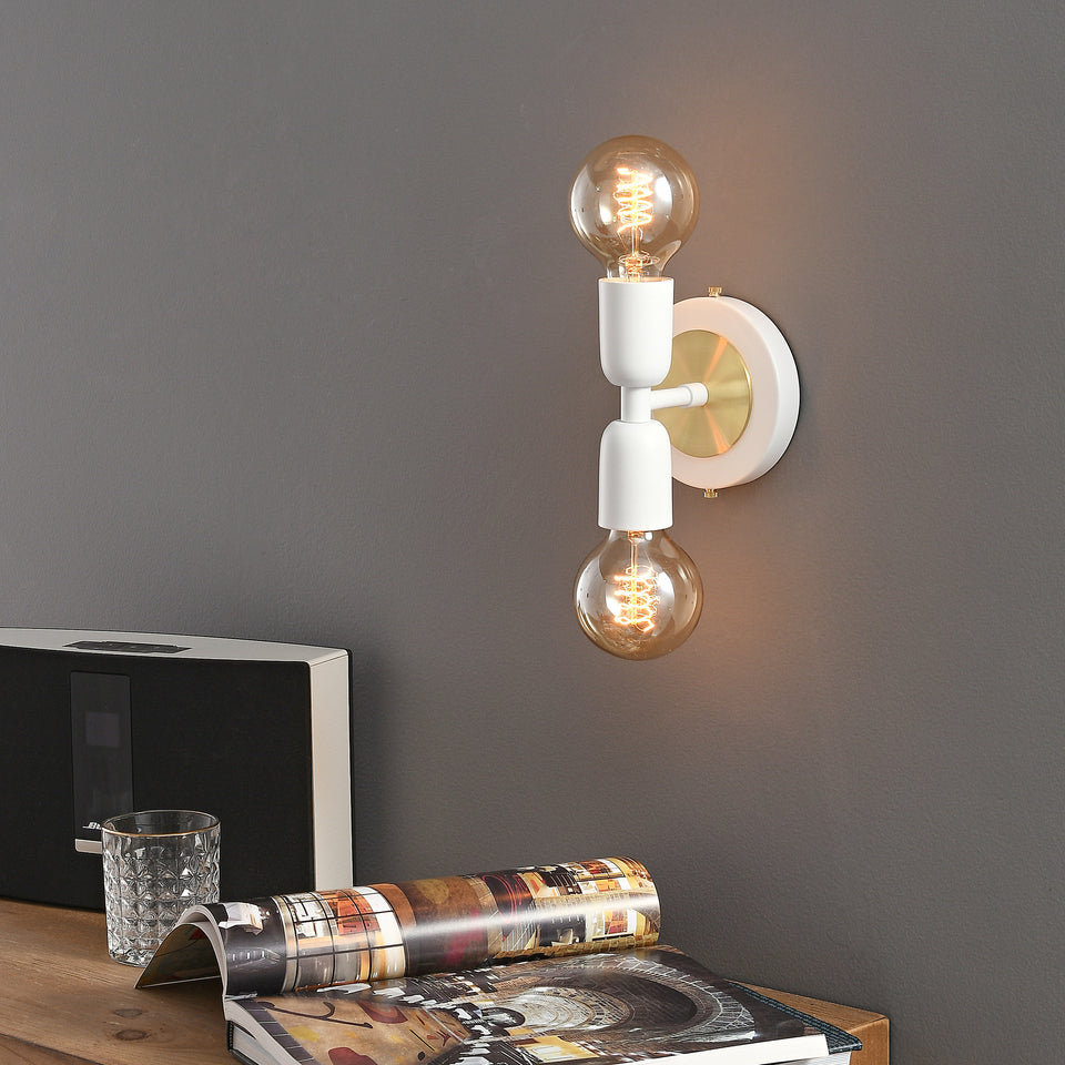 Luna Duo Wall Sconce - White/Gold