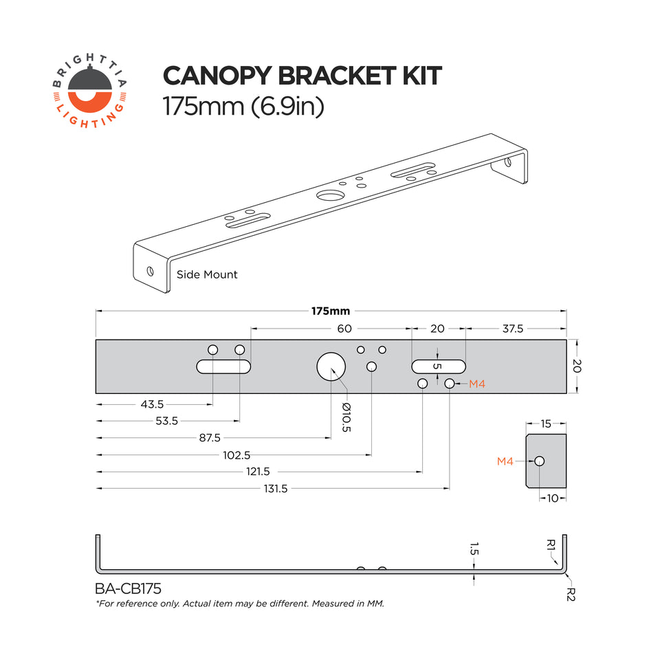 6.9in (175mm) Crossbar Bracket Kit For Ceiling Canopies