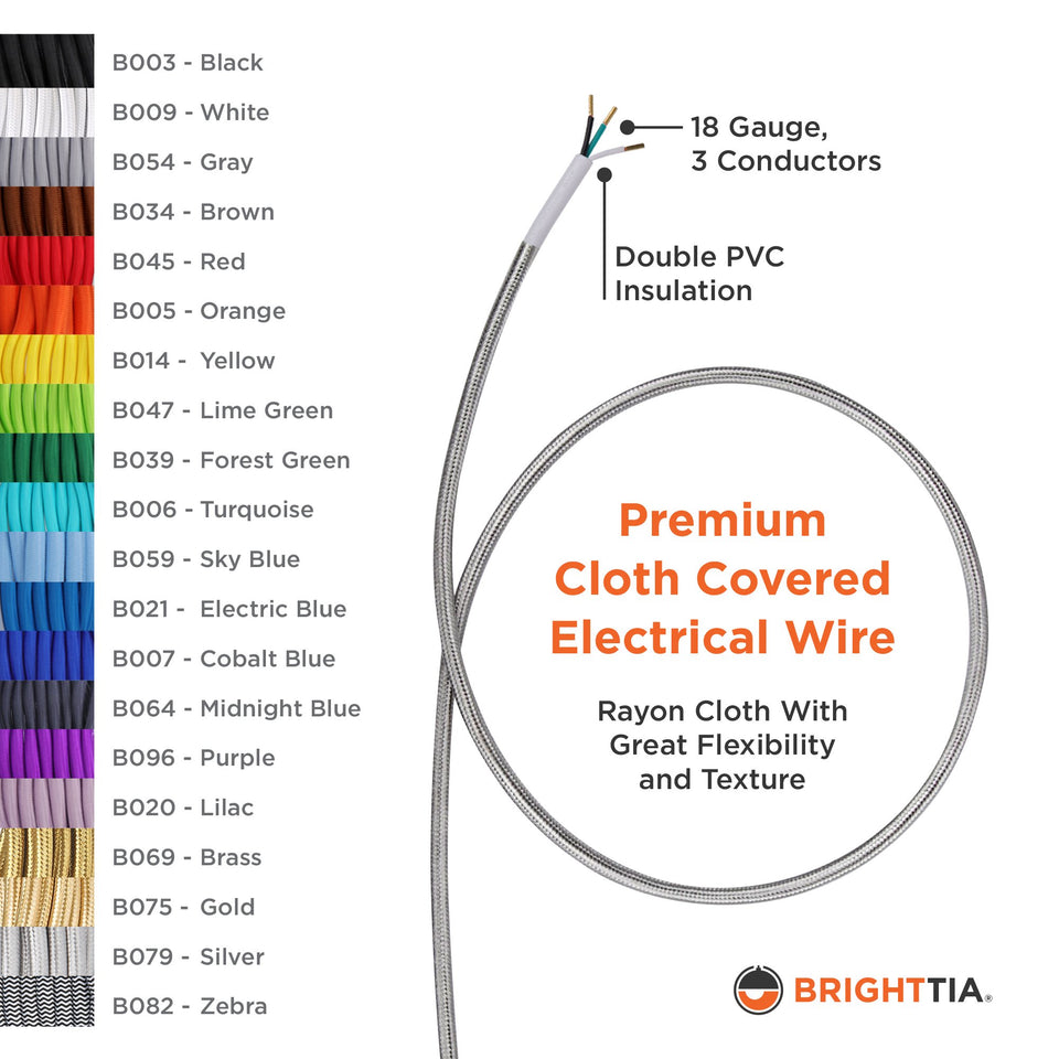 Brown Fabric Cord - Cloth Covered Electrical Wire
