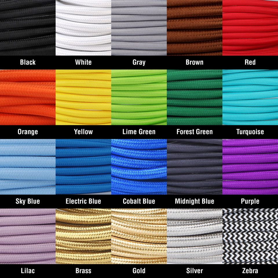 Color Fabric Cord Samples - Cloth Covered Electrical Wire